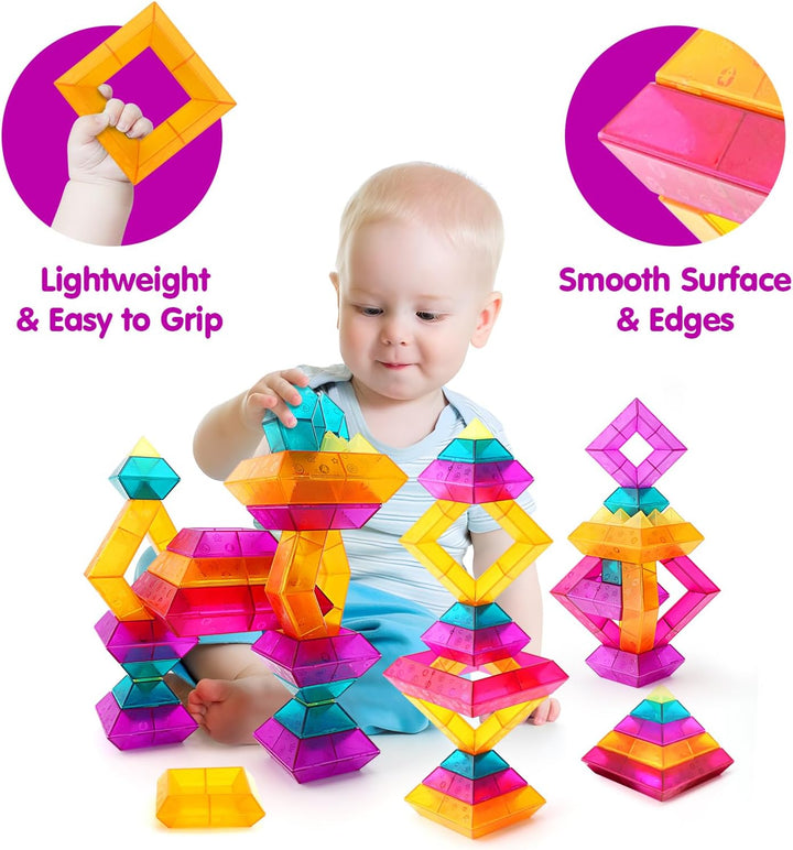 MAKE KIDS SMILE BUBBLE FUN Bausteine für Kleinkinder ab 3 4 5 6 Jahre,30 Stück Pyramide Stapelspielz