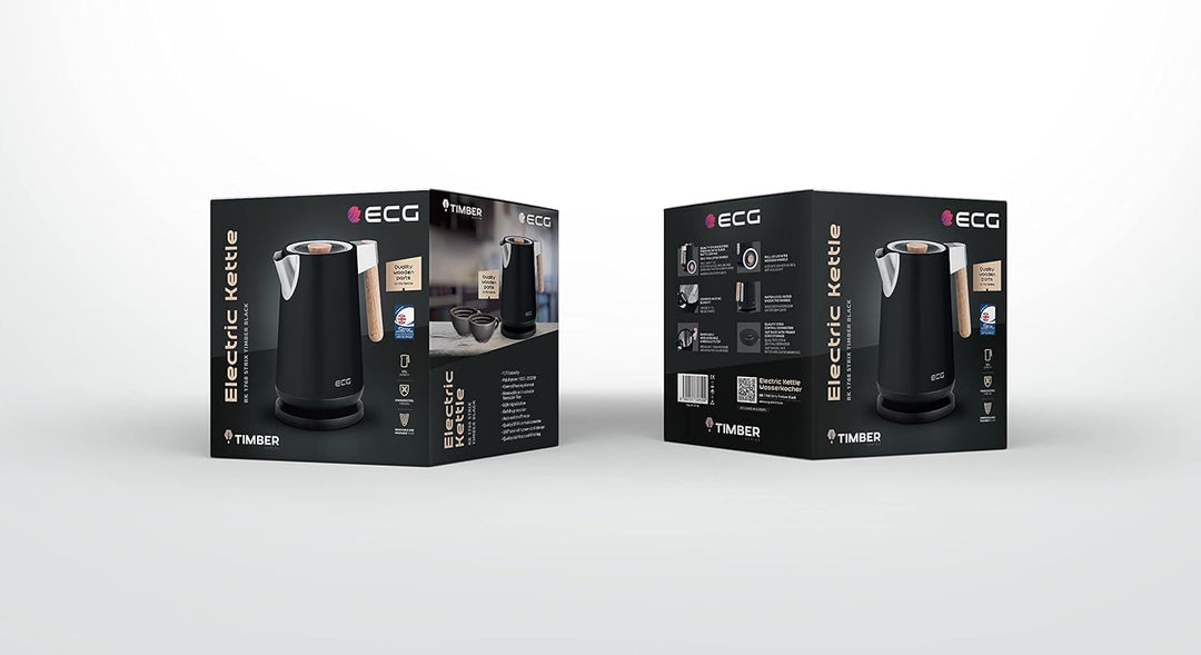ECG RK 1768 Strix Timber Black 1.7 Liter Holz, Schwarz, 1.7 Liter Holz, Schwarz