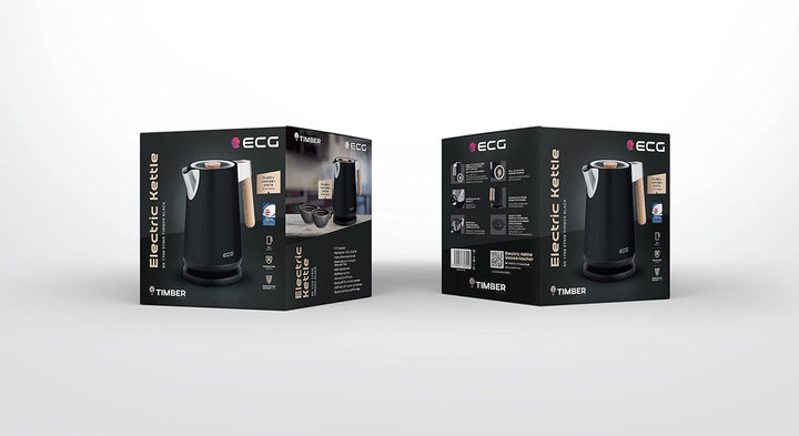 ECG RK 1768 Strix Timber Black 1.7 Liter Holz, Schwarz, 1.7 Liter Holz, Schwarz