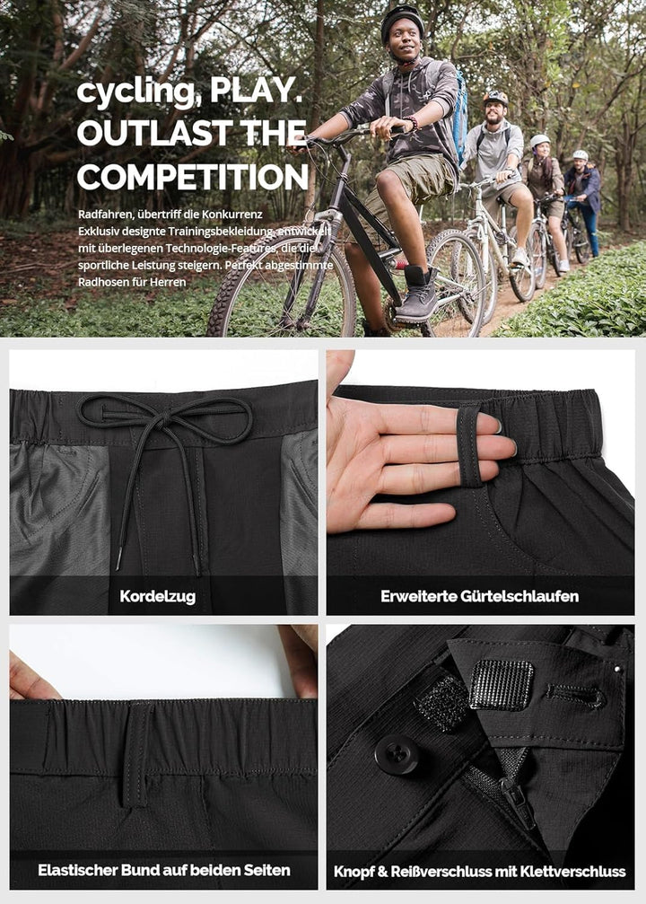 Cycorld Kurze-Hosen-Herren, Wanderhose MTB Hose Herren Kurz Atmungsaktiv Schnelltrocknende Bermuda C
