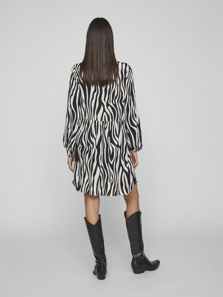 Vila Minikleid Damen, 44 Black/Aop:elino W. White Sand