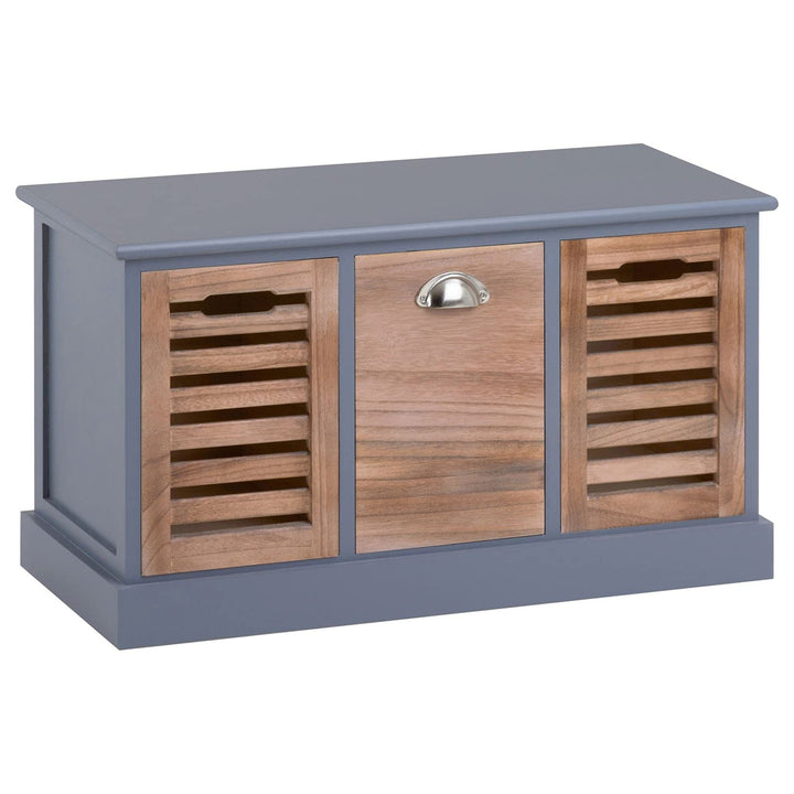 CARO-Möbel Sitzbank TRIENT im Vintage Look grau/Natur Garderobenbank Sitztruhe mit 3 Schubkästen, Sh