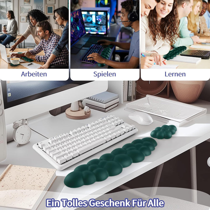 Sushret Wolke Handballenauflage Tastatur, Ergonomisches Wolke Handauflage Tastatur Mit PU Leder Memo