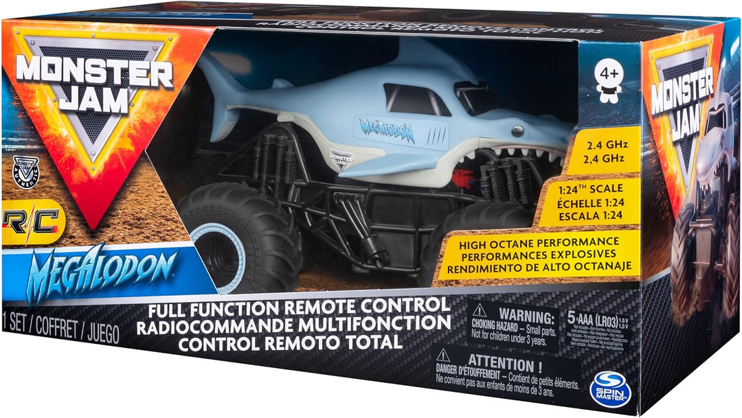 Monster Jam, Megalodon RC, Ferngesteuerter Truck im Megalodon Hai-Design, für drinnen und draussen,