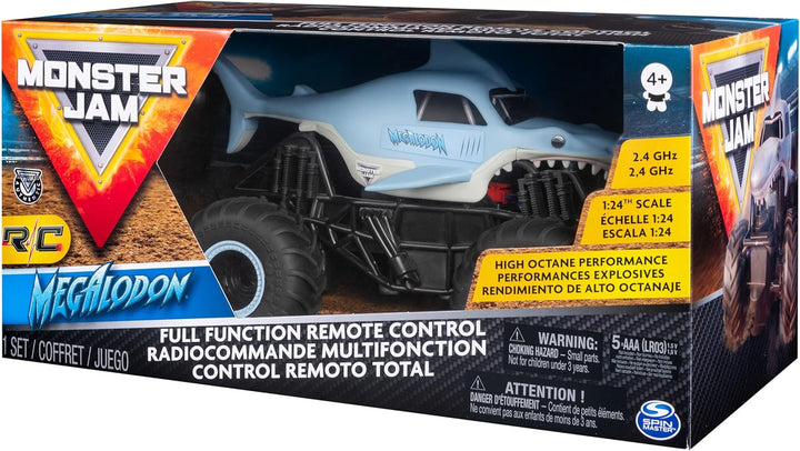 Monster Jam, Megalodon RC, Ferngesteuerter Truck im Megalodon Hai-Design, für drinnen und draussen,