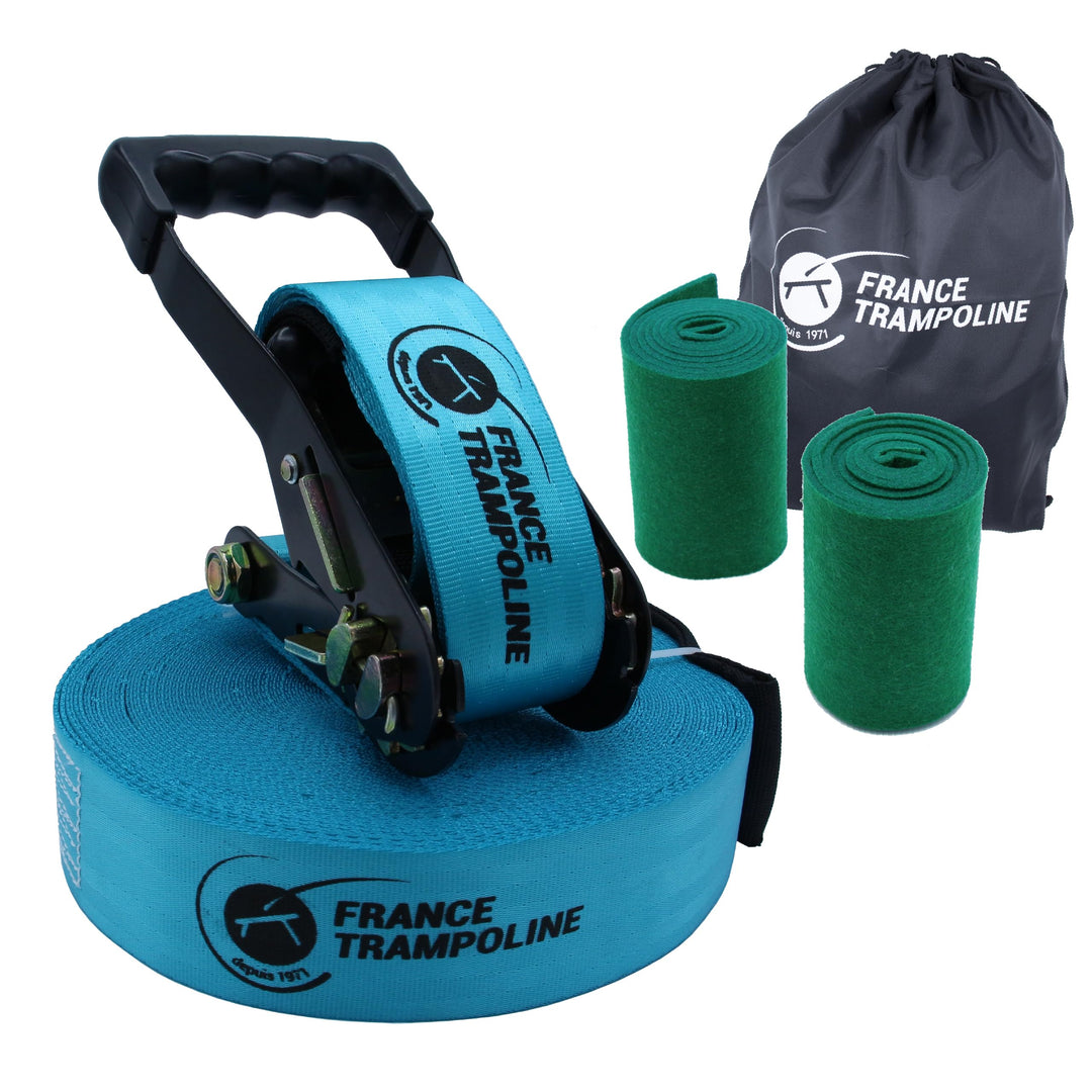 Slackline Gurt 25 m mit Ratsche, Baumschutz und Transporttasche für Anfänger, mittel oder sportlich