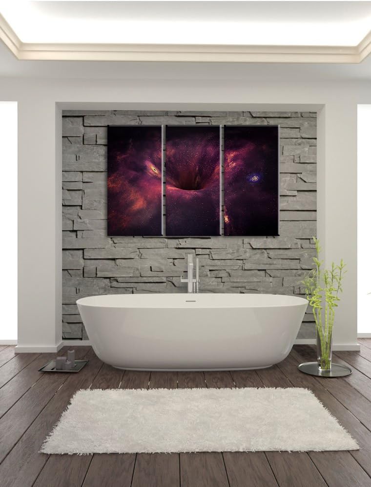 Pixxprint Schwarzes Loch im Weltall als Leinwandbild - Grösse: 3-Teilig (120x80cm) - Wandbild - Kuns