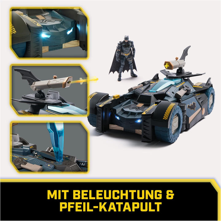 DC Comics - Ultimate Transforming Batmobile mit Batmanfigur (10cm), 1 Pfeil-Katapult, Lichteffekten,