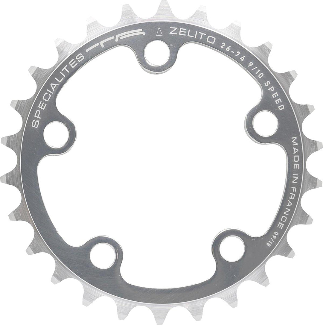 TA Specialites Zelito Inner Triple 74pcd 5 Arm 8/9/10-Gang-Kettenblatt 26T silber, 26T silber