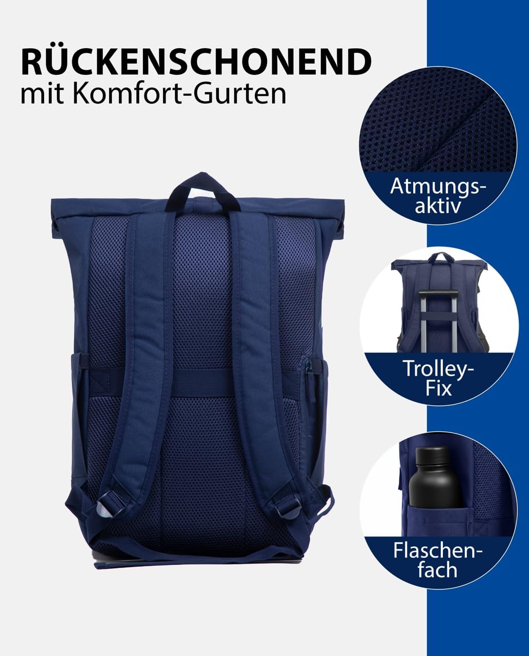 SONS OF ALOHA Roll-Top Rucksack Damen & Herren - NALU Reflektierend gross - Rolltop mit Laptopfach 1
