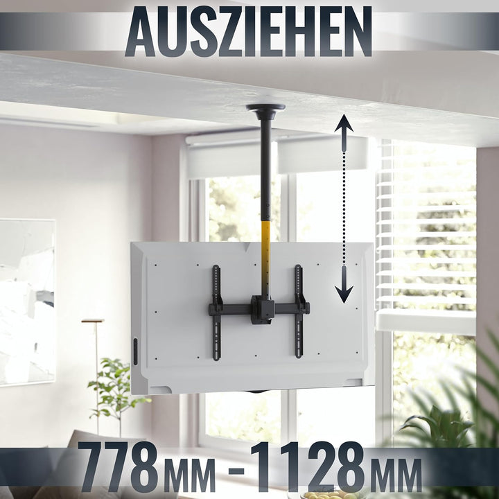 RICOO TV Deckenhalterung für Fernseher 23-55 Zoll, Schwenkbar Neigbar Höhenverstellbar, Universal TV