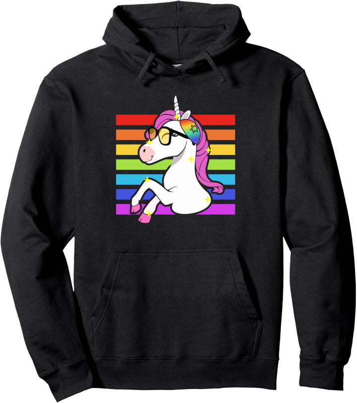 Chanukka-Geschenke 2019 Regenbogen-Kippa-Judnikorn Pullover Hoodie