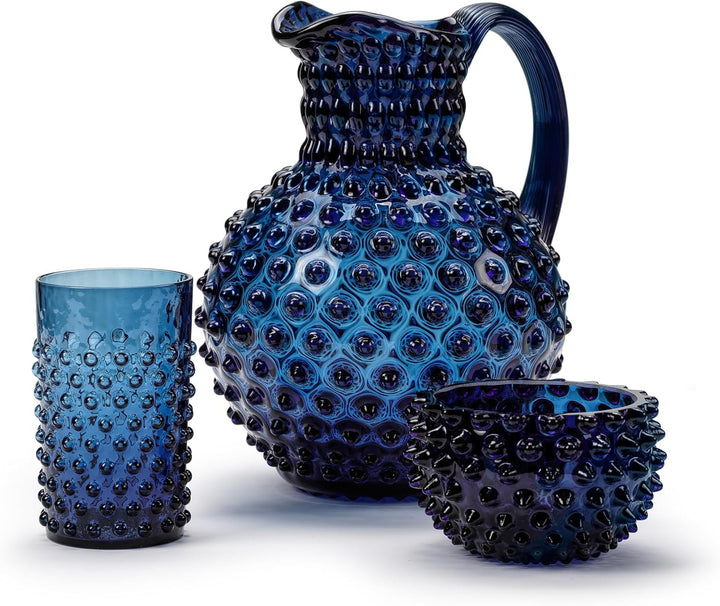 In Flore, Karaffe Caroline aus sprudelndem Kristallglas, 2 l, rauchiges blau