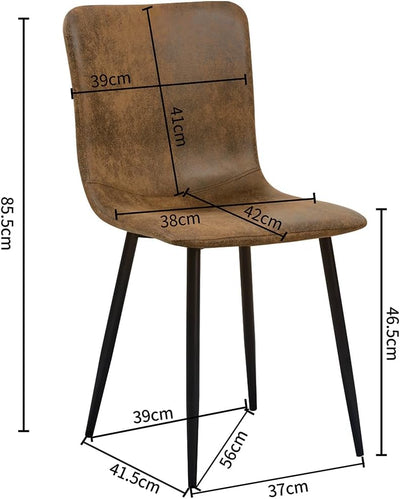 FurnitureR Esszimmerstühle 4er Set Wildleder Küchenstühle mit Metallbeinen Schlafzimmer Wohnzimmerst