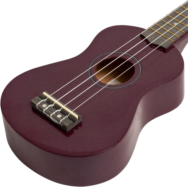 Tiger UKE7-PP Sopran Ukulele mit Tasche - für Anfänger - Violett Ukulele und Börse Violett, Ukulele