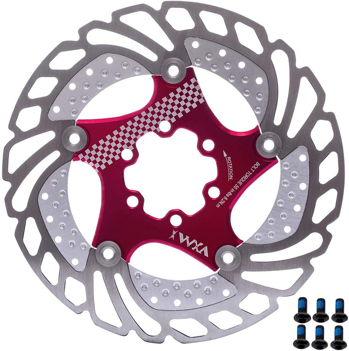 YBEKI 140mm 160mm 180mm 203mm Fahrrad Bremsscheibe mit 6 Schrauben Fahrradkühlung Bremsscheibe Schwi