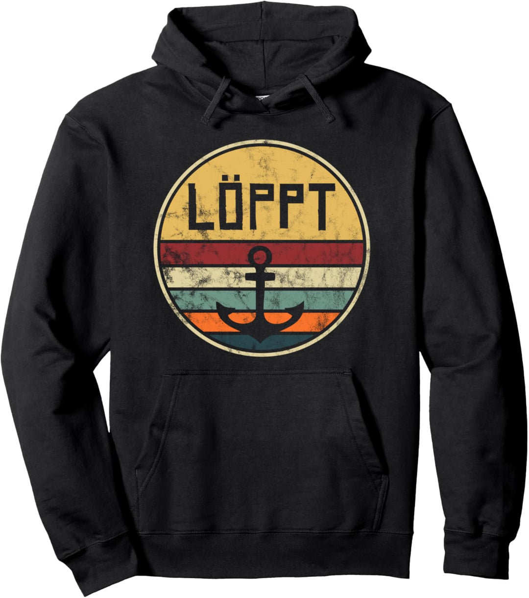 Löppt Outfit Geschenk Vintage Retro Plattdeutsch Norden Pullover Hoodie