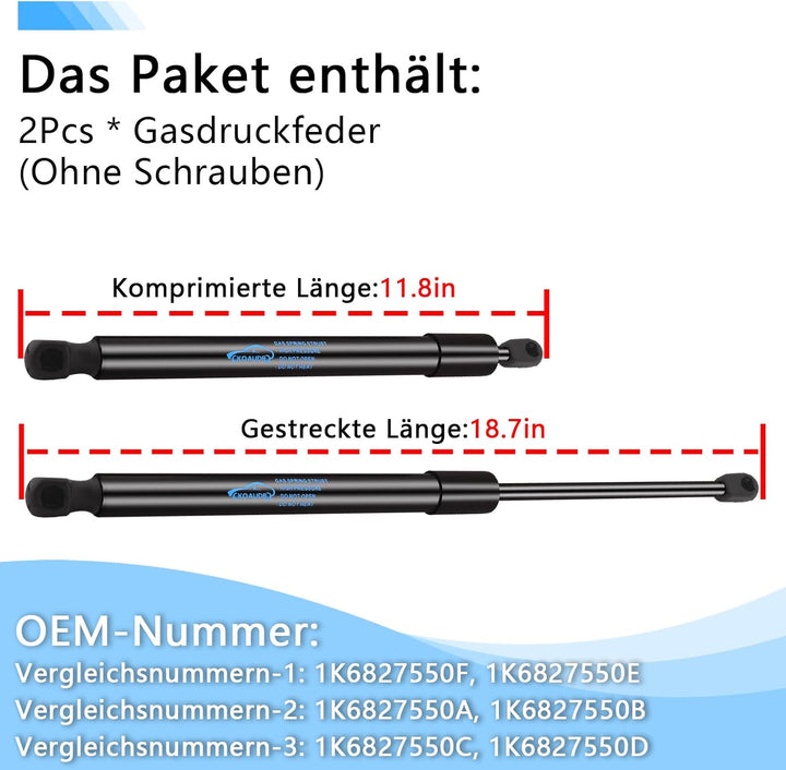 2x Heckklappendämpfer für VW Golf V 1K1 Alle Motoren Schrägheck 2003-2009 Gasfeder Heckklappe Gasdru