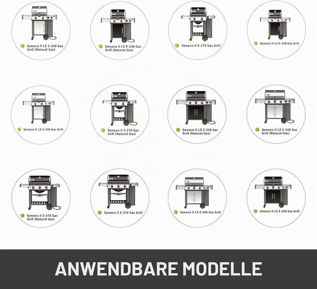 Onlyfire BRK-6034 Edelstahl Grill Drehspiess komplettes Set, Rotisserie Einsatz für Weber Genesis II
