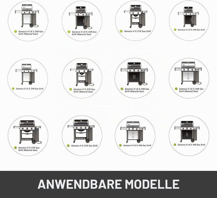 Onlyfire BRK-6034 Edelstahl Grill Drehspiess komplettes Set, Rotisserie Einsatz für Weber Genesis II