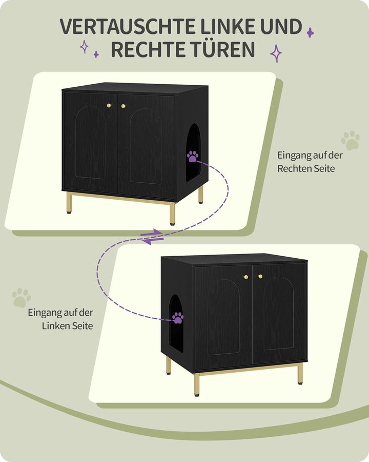 Hzuaneri Katzenschrank, Katzentoilette, Katzenklo Schrank, Katzenhaus mit Tür, Hölzerner Beistelltis