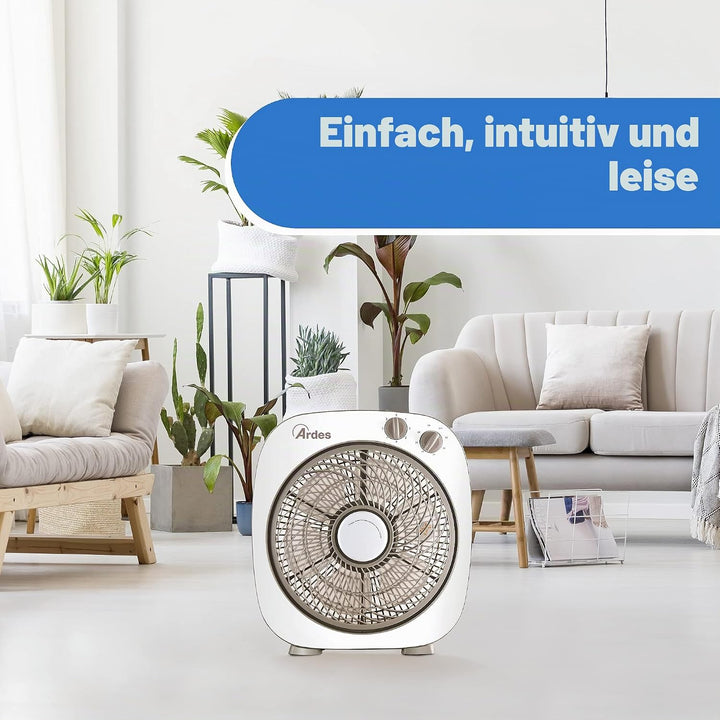 ARDES - Tragbarer Tisch- oder Bodenventilator mit 6 Flügeln und 3 Intensitätsstufen und 360-Grad-Dre