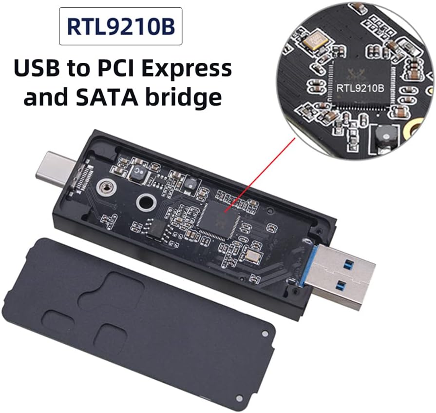 Cablecc Combo Typ-C & USB 3.0 zu NVME M-Key M.2 NGFF SATA SSD PCBA Gehäuse 2230/2242mm Adapter RTL92