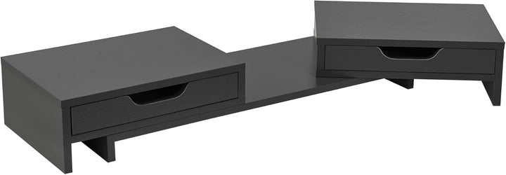 [en.casa] Monitorständer Marttila mit 2 Schubladen Monitorerhöhung 60x22x11cm Bildschirmerhöhung für