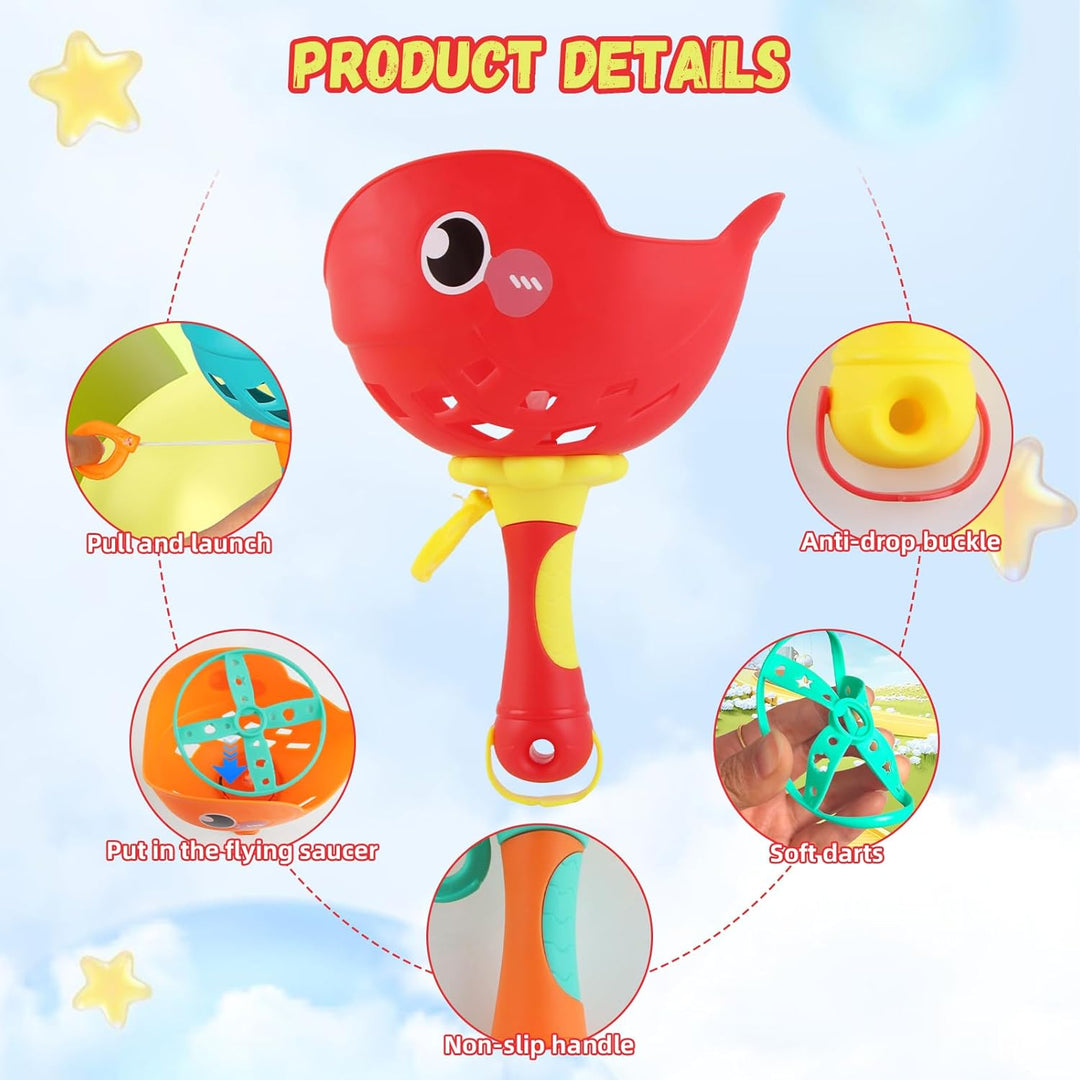 Flying Disc Launcher, 2er-Pack Outdoor Spielzeug Kinder Enthält 32 Fliegende Untertassen, Propeller