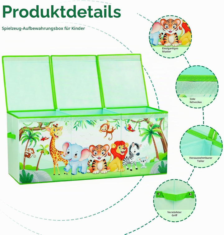 Extra Gross Aufbewahrungsbox mit Deckel Kinder, Zusammenklappbare Oxford-Spielzeugkiste mit Griff fü