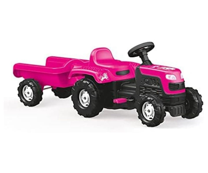 Dolu � Einhorn Kinder Traktor Pedalbetrieben & Anh�nger � Rosa Pedalbetriebener Traktor und Anh�nger