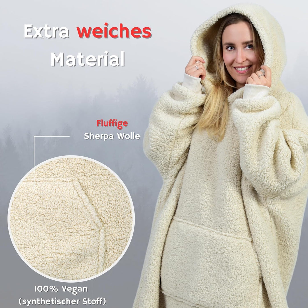 Beheizter Kuschel Hoodie | flauschige Ärmel Decke beheizbar | perfekt für Freundin, Mama und Papa zu