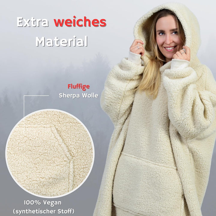 Beheizter Kuschel Hoodie | flauschige Ärmel Decke beheizbar | perfekt für Freundin, Mama und Papa zu