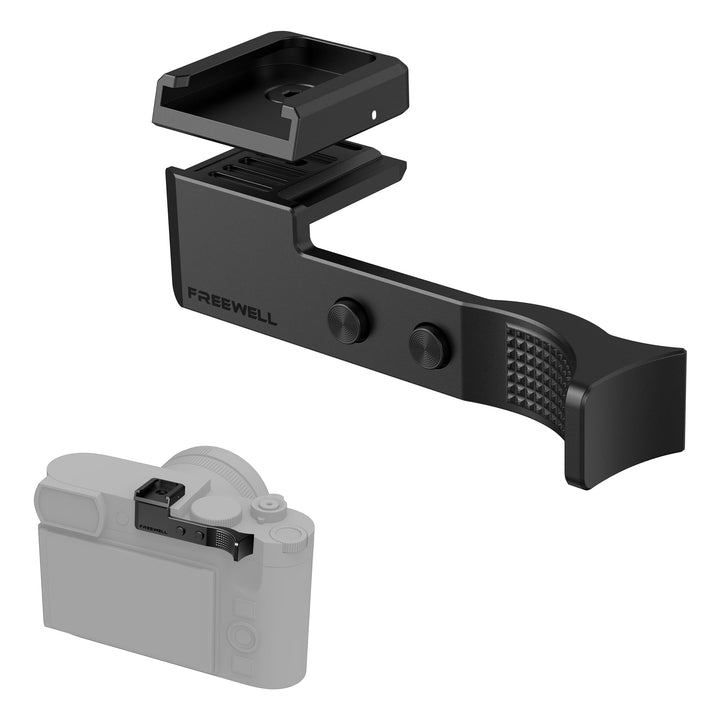 FREEWELL Daumengriff für Leica Q3 & Q3 43 mit Kaltschuhhalterung, CNC Aluminium, Kratzfeste Silikonp