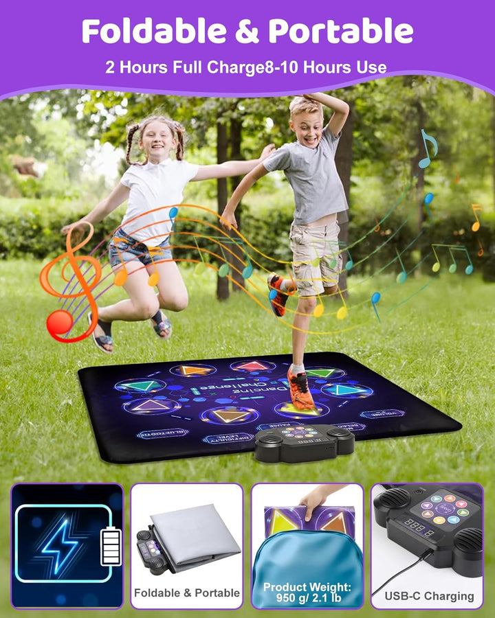 Tanzmatte Für Kinder, LED Licht-Tanzpad Mit 8 Tasten, Integrierter Musik, Bluetooth, 8 Modi, Kinder