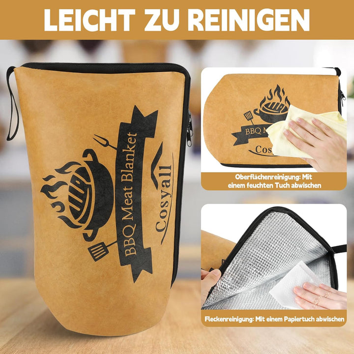 Grilldecke zum Ruhenlassen von Fleisch, Wiederverwendbare isolierte Grill-Ruhetasche für Rinderbrust