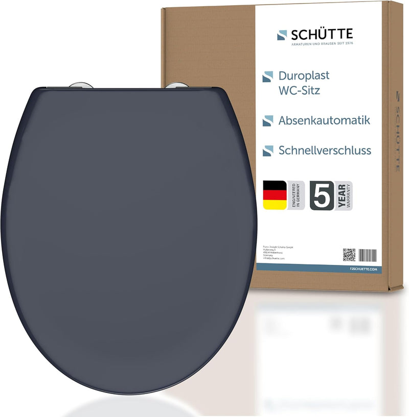 Schütte WC-Sitz mit Absenkautomatik, Abnehmbarer Klodeckel aus bruchsicherem Duroplast, Innovative D