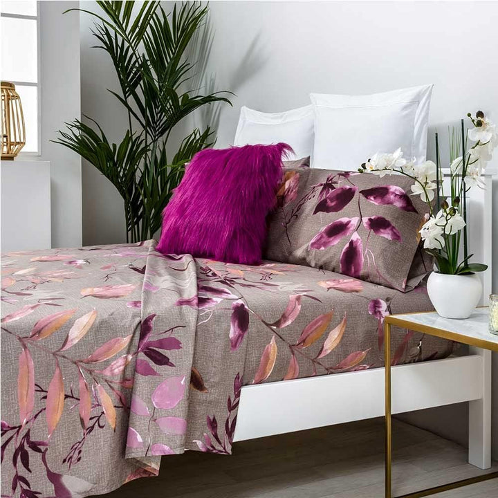 COTTON ARTean KADO Bettwäsche-Set, 105 x 190/200 cm, hypoallergen Cama 105 X 190/200 Aubergine, Cama