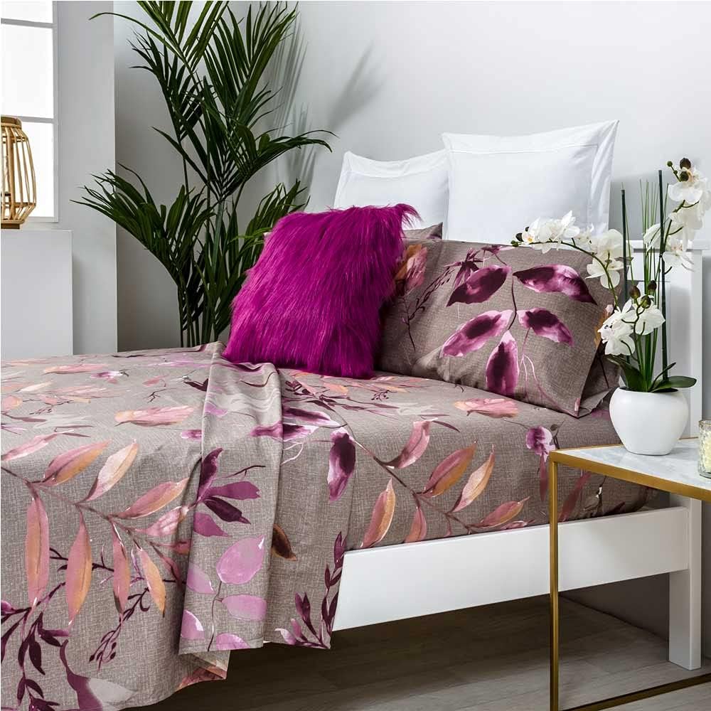 COTTON ARTean KADO Bettwäsche-Set, 135 x 190/200 cm, hypoallergen Cama 135 X 190/200 Aubergine, Cama
