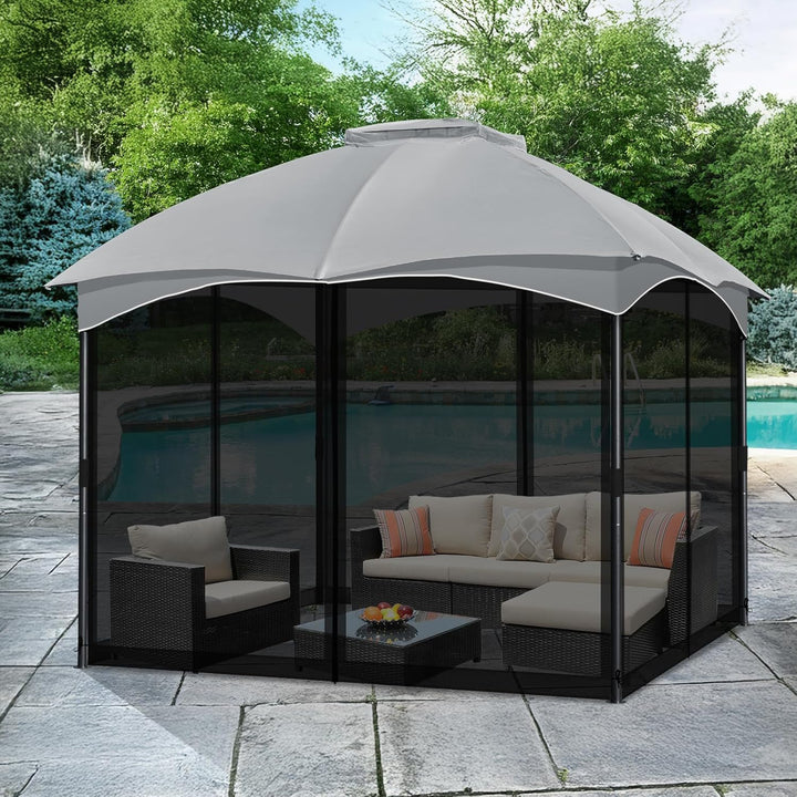 COWVIE Pavillon-Ersatznetz, 3 m x 3 m, Universal-Pavillon, 4 Paneele, Moskitonetz, Seitenwände mit D