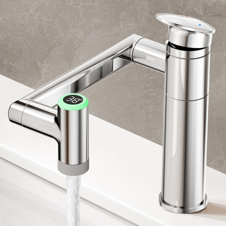 JONKEAN Wasserhahn Bad mit Temperaturanzeige(Batterielos), 1080° Drehbar Einhebelmischer Waschbecken