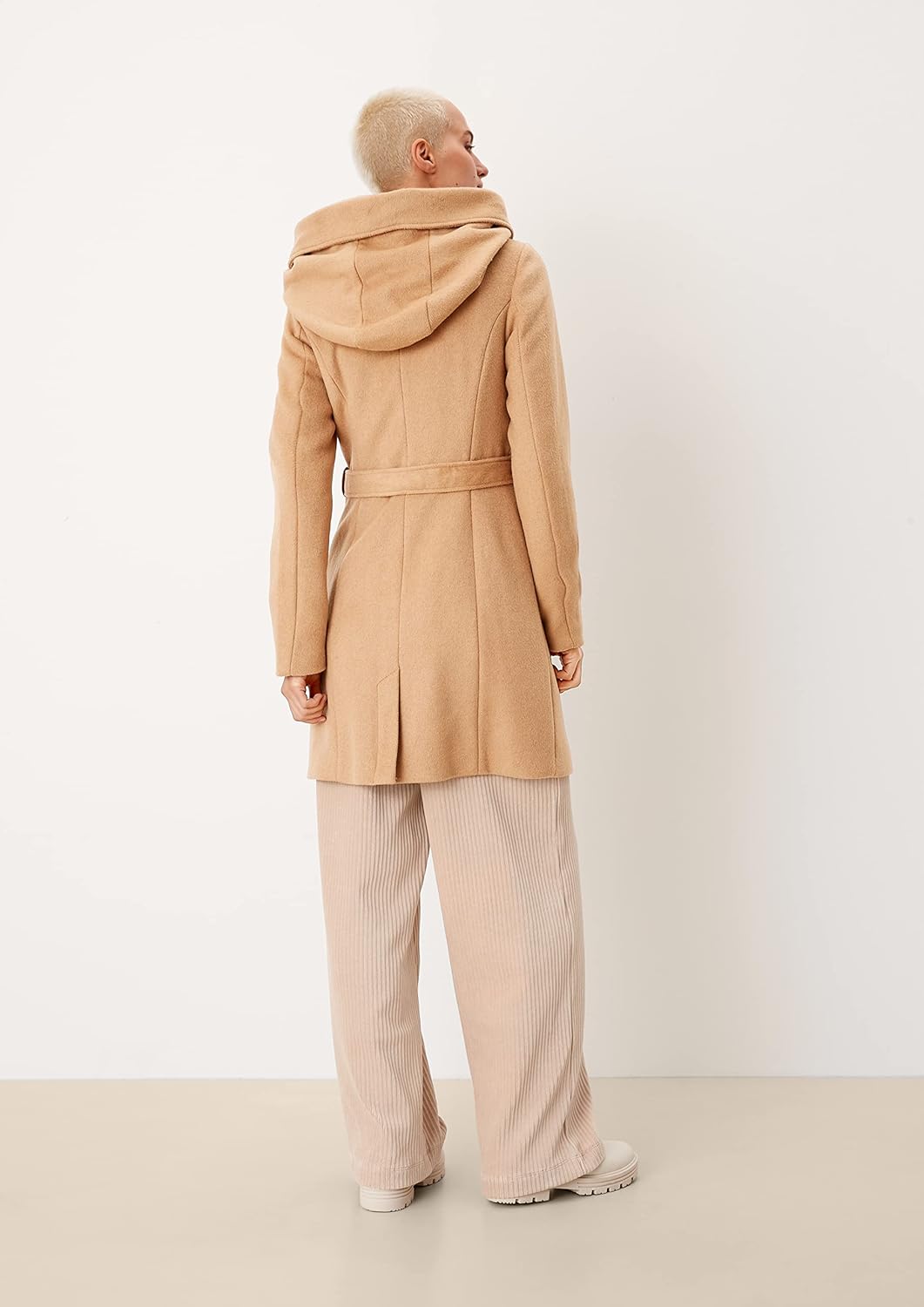 s.Oliver Kapuzenmantel aus flauschigem Wollmix 34 Beige, 34 Beige