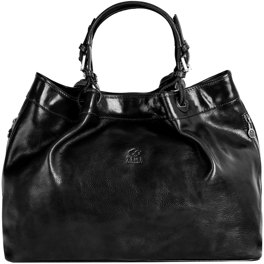 Time Resistance Schultertasche Damen - Handtasche aus Leder - Made in Italy - Tragetasche - Business