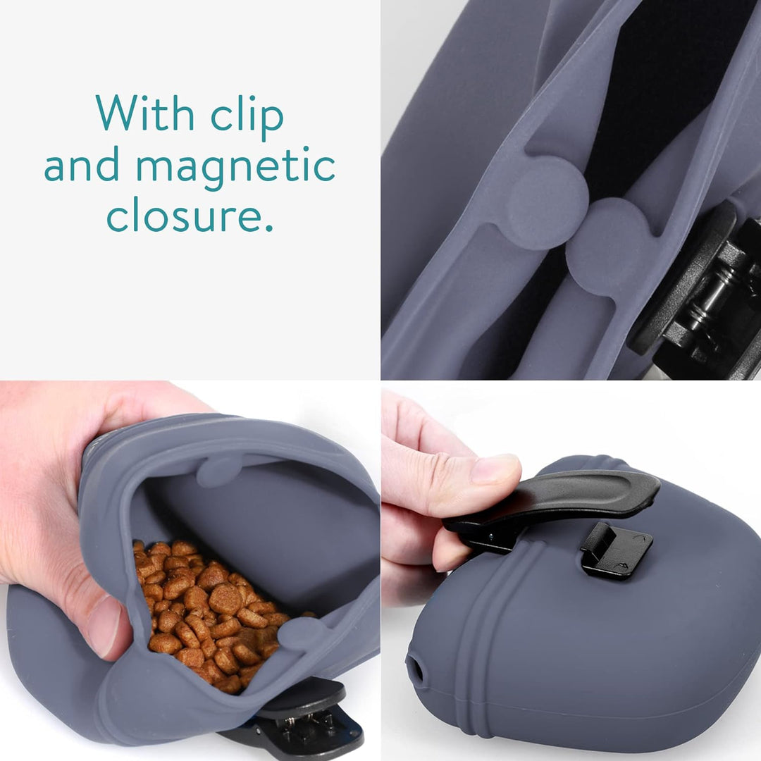 Navaris Hunde Futterbeutel aus Silikon 2er Set - 2X Snackbeutel mit Clip und Magnet - Futtertasche L