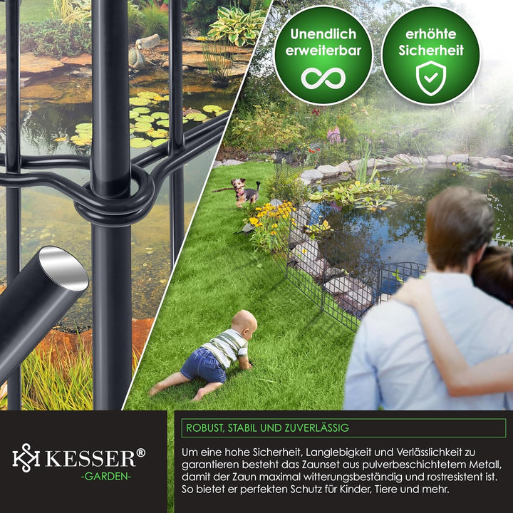 KESSER® Teichzaun Gartenzaun Steckzaun Komplettset Metall 5x Oberbogen Rund Inkl. Handschuhe, 1x Ham