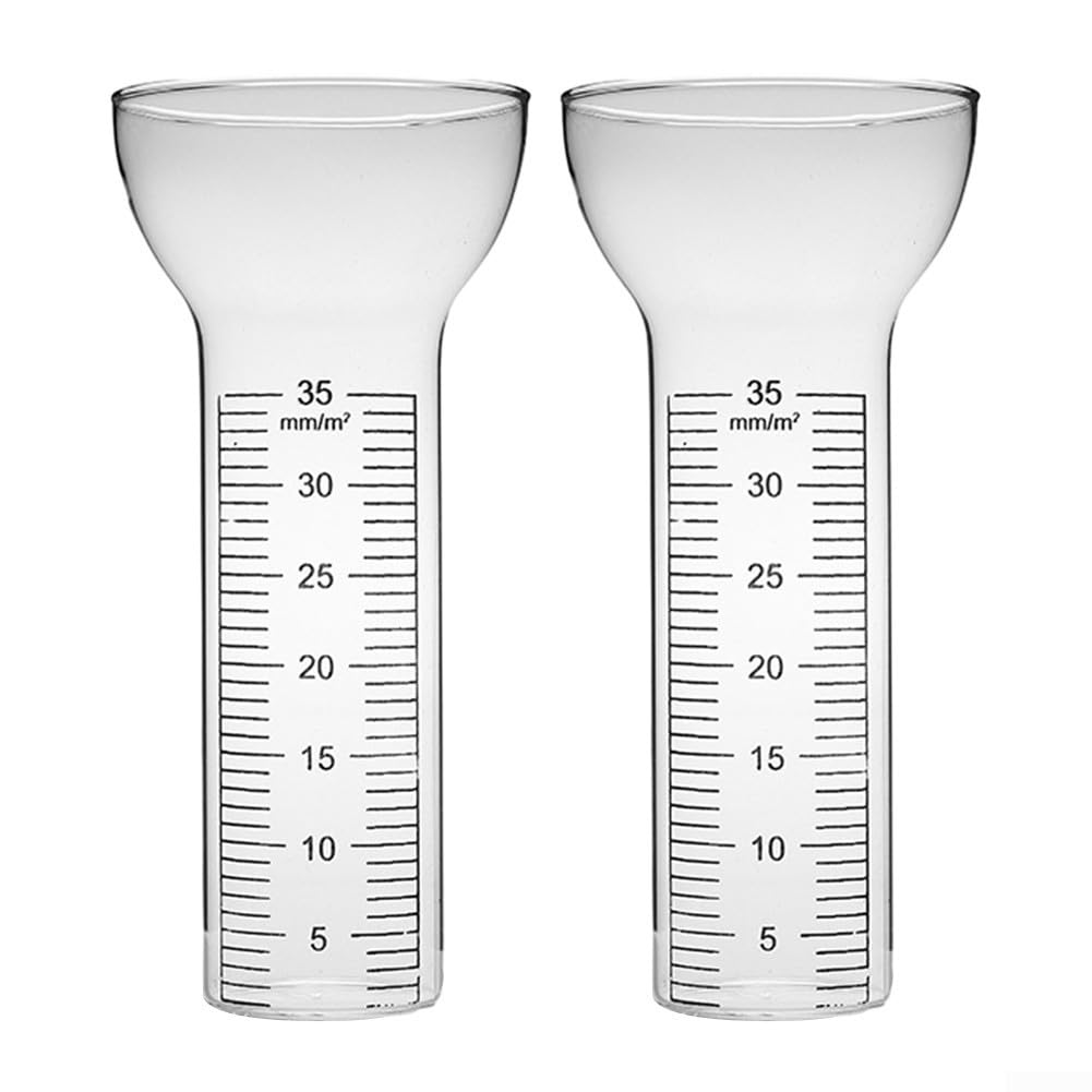 Regenmesser, 2 Stück, Ersatzglas für Outdoor-Regenmesser, 1mm bis 35mm, Niederschlagsmesser, Glas, R