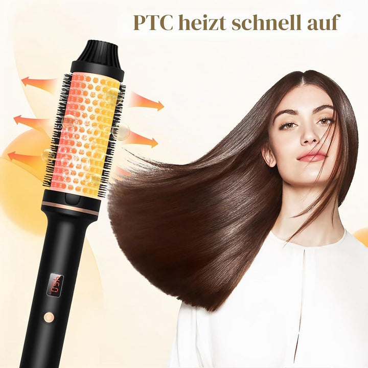 3 In 1 Thermal Brush,38MM Fass Salon One Step Haartrockner und Volumiser Thermobürste,5 Temperaturst