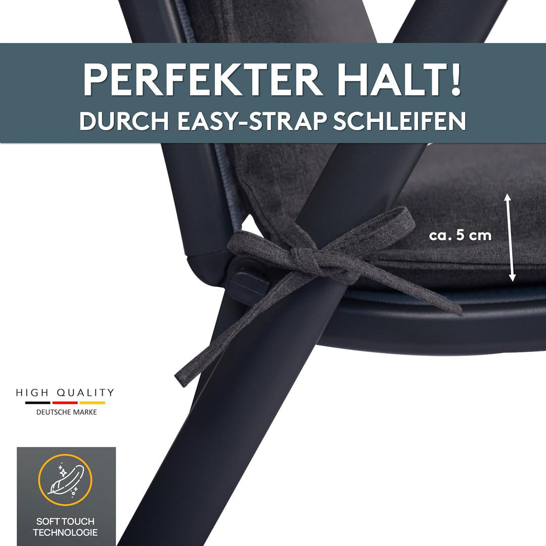 LILENO HOME Gartenstuhl Auflagen als [2er Set - Hochlehner] in Anthrazit Y - bequeme Liegen als Sitz
