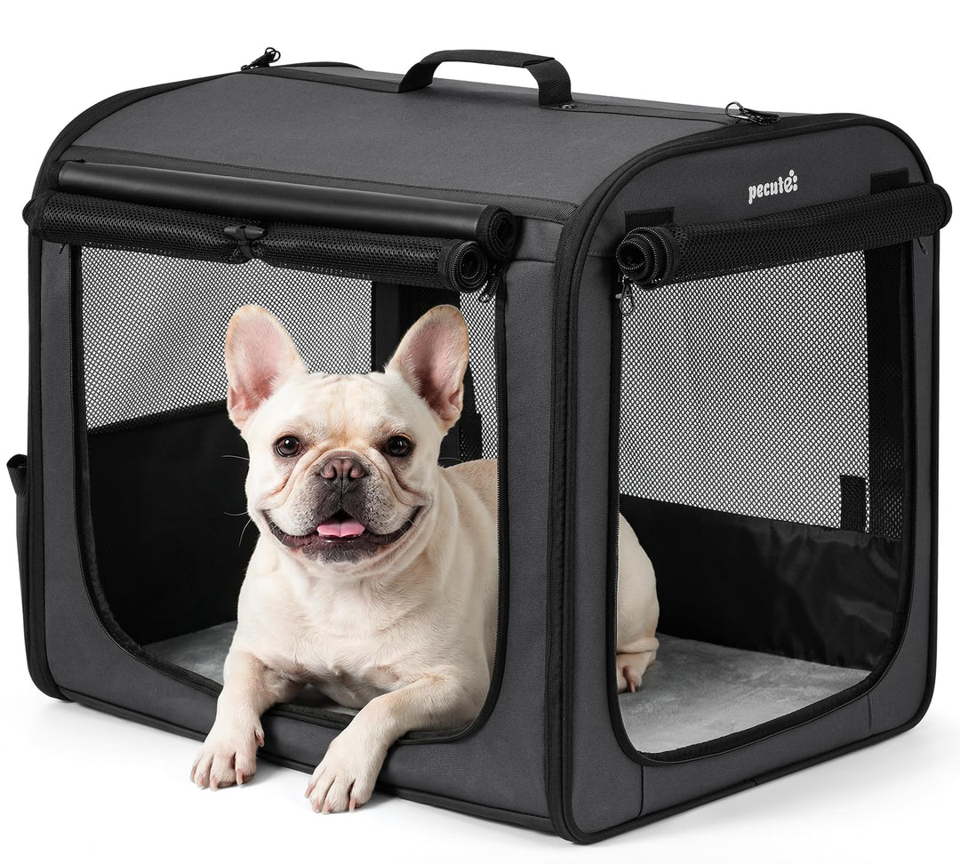 pecute Hundebox Faltbar Hundetransportbox Stabil Auto Transportbox Hund 61 x 52 x 45 cm, Leicht Katz