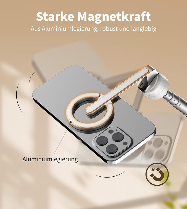 TONEOF 173cm Magnetisches Selfie Stick Stativ,Stark Magnetischer Aluminium Handyhalter, 360° Drehbar